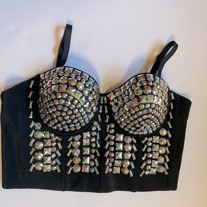 Lydia USA Rhinestone Jeweled Corset Large/Black